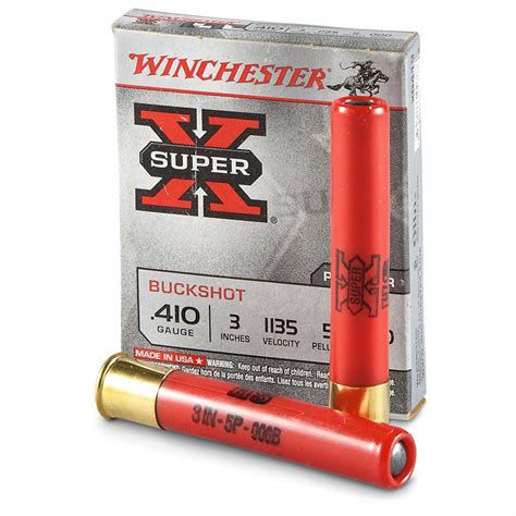 Winchester Super-X, .410, 3" Shells, 000 Buckshot, 5 Pellets, 5 Rounds ...