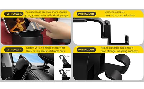 CALF 4-Pack Multifunctional Hook for Car Seat Back, Car Headrest Cup ...