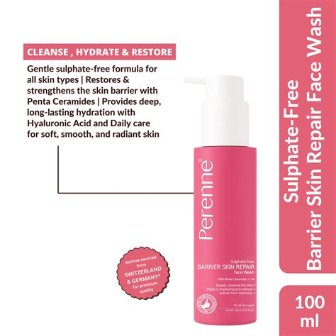 Perenne Sulphate Free Barrier Skin Repair Face Wash With 5 Essential C ...