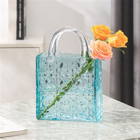 Amazon.com: TEATONES Clear Glass Purse Vase: Handbag Vase for Home ...