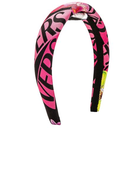 VERSACE Monogram Headband in Nero & Rosa | FWRD