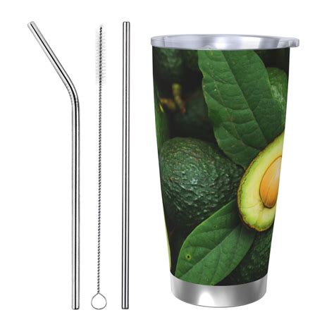 Fotbe Fresh Avocados Pattern 20 oz Tumbler Stainless Steel Vacuum Insulated Coffee Ice Cup ...