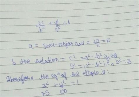 Find the equation of the ellipse ,whose length of the major axis is 20 ...