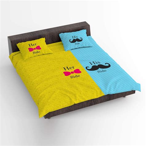 TheYaYaCafe Valentine Gifts His Her Side Love Couple Double Bedsheet ...