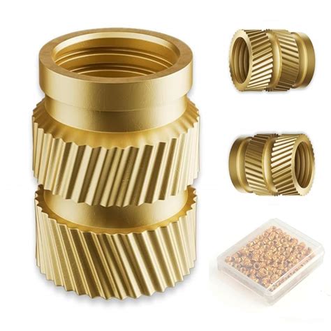 50pcs M5 Brass Threaded Inserts, Metric Knurled Nuts, M5x9.5x7 Heat Set ...