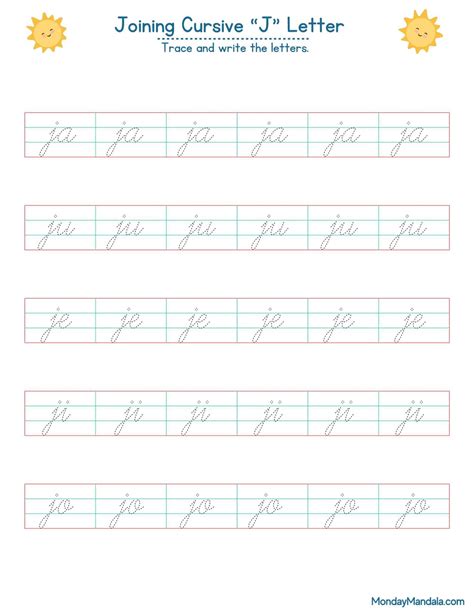 10 Cursive J Worksheets (Free Letter Writing Printables)