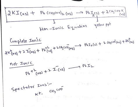 [Solved] A chemist mixes aqueous potassium iodide with lead(II) acetate ...