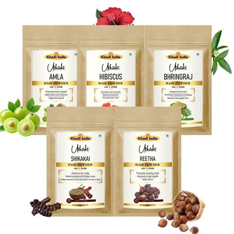 Buy Khadi Utkrisht Amla, Bhringraj, Shikakai, Reetha, & Hibiscus Hair ...