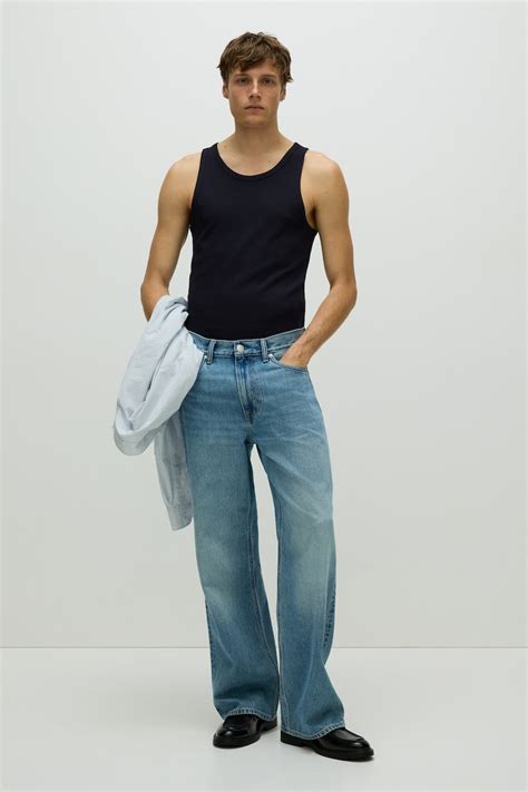 Slim Fit Ribbed vest top - Navy blue - Men | H&M IN