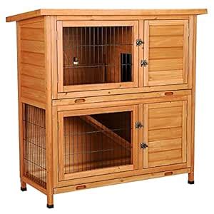 Buy CO-Z 41" 2 Story Wooden Rabbit Hutch with Ventilation Door ...