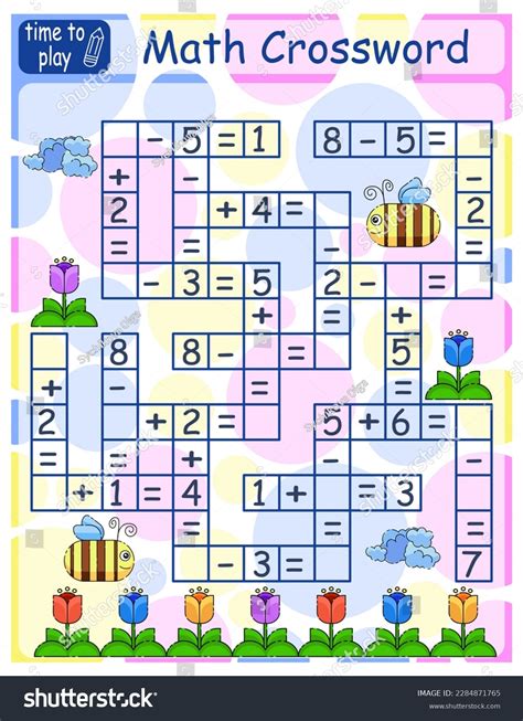 Math Crossword Puzzle Children Addition Subtraction Stock Illustration ...