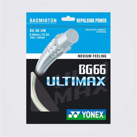 Yonex Badminton String BG 66 Ultimax | White | Gauge 0.65mm | Quick ...