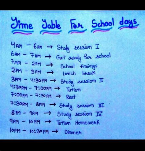time table of class 10th (cbse board) with school and tuition - Brainly.in