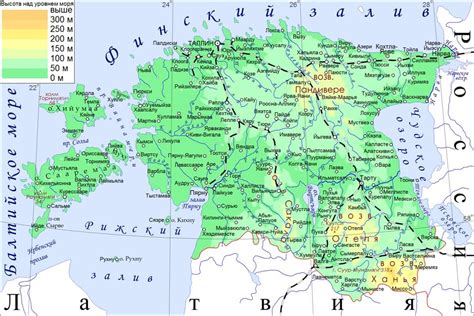Карта Эстонии с городами и границами на русском языке