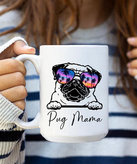 Pug Mama Coffee Mug, Womens Pug Dog Mug, Pug Owner Gift, Pug Mom Mug ...