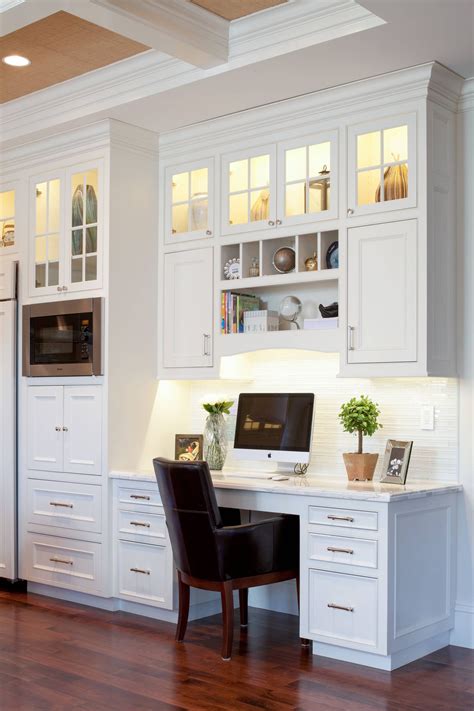 home office design with kitchen cabinets
