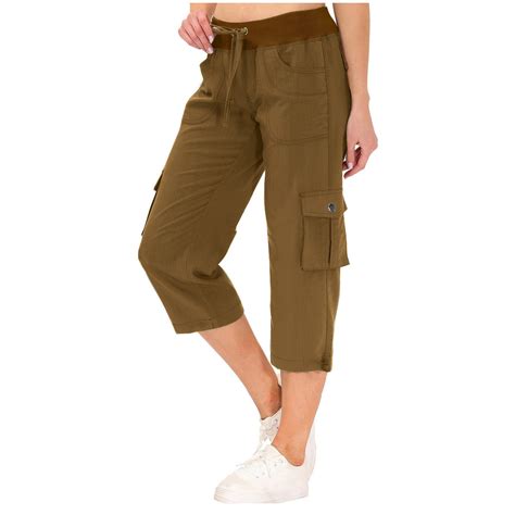 Jxximdong Capris Pants for Women, Summer Drawstring Capris with Pockets ...