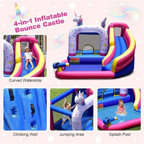 Buy Unicorn Theme Inflatable Water Slide Kids Bounce Castle Bounce ...