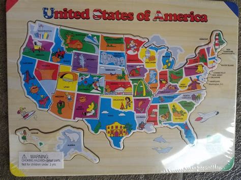 wooden united states map puzzle states and capitals learning | #1893751631