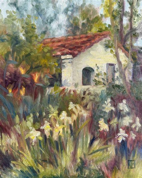 Rancho Santa Fe Library, Original Plein Air Oil Painting, 10 X 8 ...