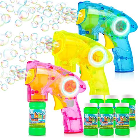 Amazon.com: ArtCreativity Friction Powered Light Up Bubble Blaster Gun ...