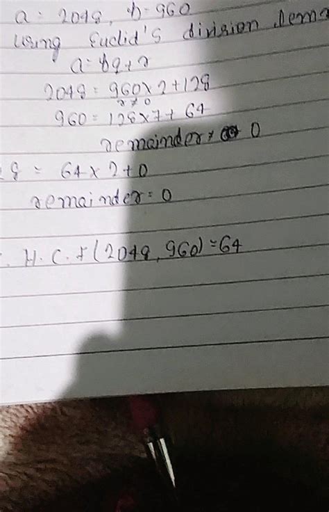 HCF OF 2048 AND 960 by euclid division lemma - Brainly.in