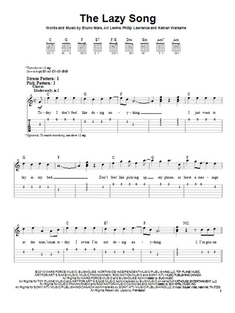 The Lazy Song by Bruno Mars - Easy Guitar Tab - Guitar Instructor
