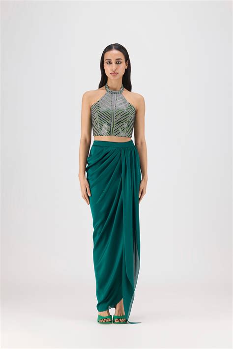 Woven Metallic Bustier And Skirt – Amit Aggarwal