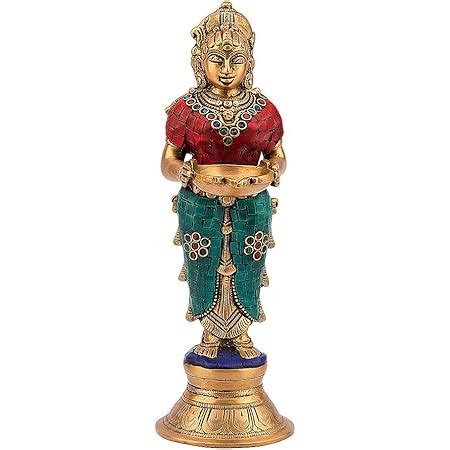 Buy ARTVARKO Brass Metal Deep Laxmi Pair Meenakshi Devi Figurine Pair ...
