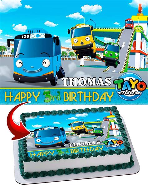 Buy Tayo the Little Bus Edible Image Cake Topper Party Personalized 1/4 ...