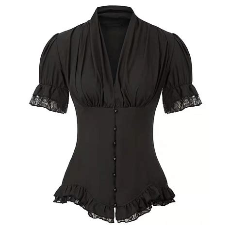 Rococo Victorian Medieval Blouse / Shirt Corset Viking Maria Antonietta ...
