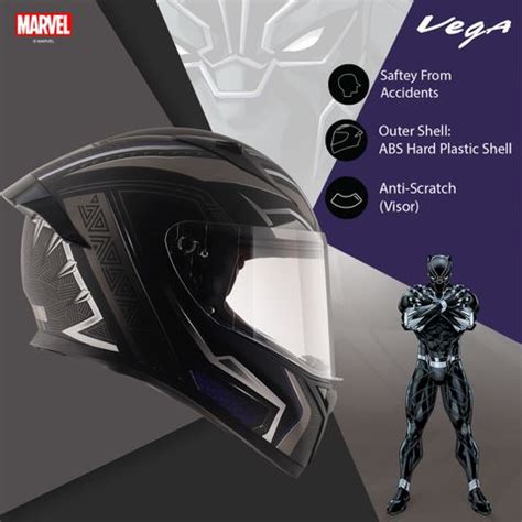 VEGA Bolt Marvel Black Panther Edition Motorbike Helmet - Buy VEGA Bolt ...