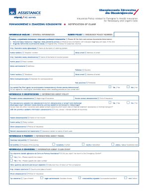 For Necessary And Urgent Care POWIADOMIENIE O ZDARZENIU - Axa ...