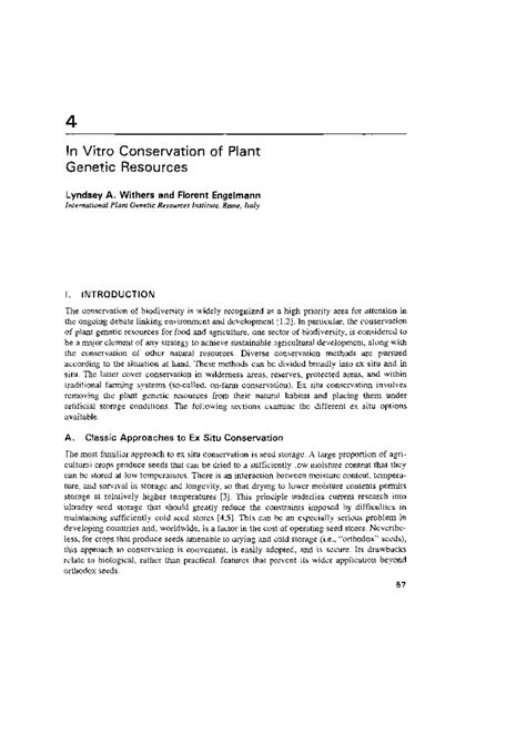 In Vitro Conservation of Plant Genetic Resources: Techniques and ...