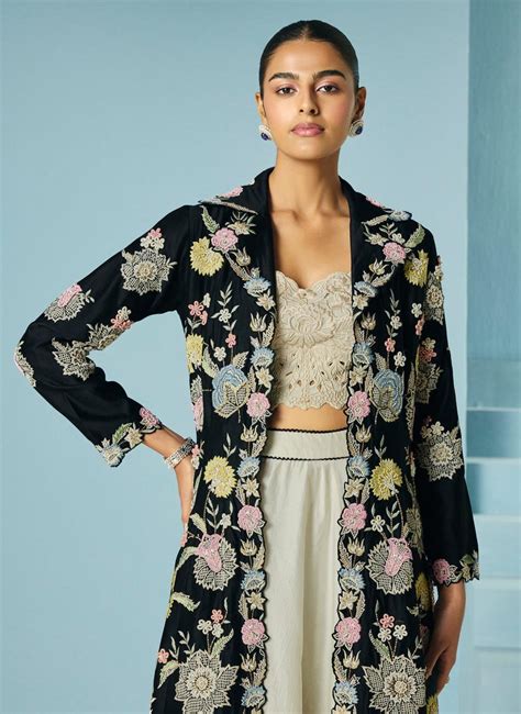 BLACK MULTIPASTEL FLARED LONG JACKET – Deval The Multi Designer Store