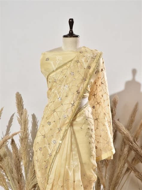 Buy Yellow Gota Patti Organza Saree Online | Vasansi Jaipur