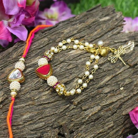 Buy Sparkling Crystal Bhaiya Bhabi Rakhi Set of 2 Online in India ...