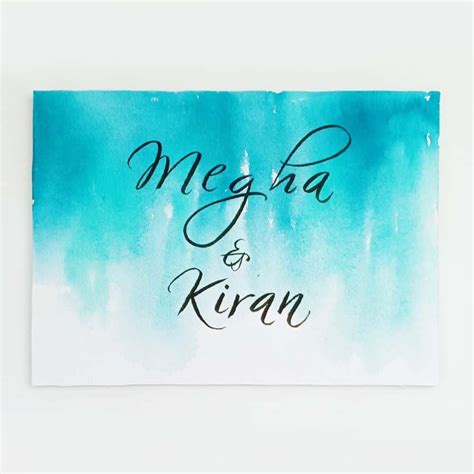 Hand-painted Customized Name Plate - Teal Ombre - Rectangle – Housenama