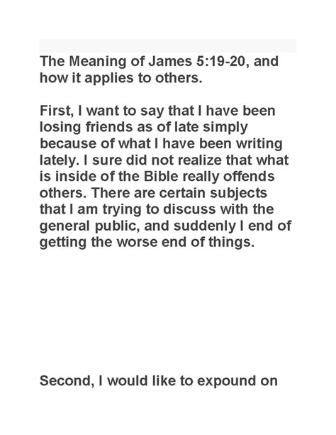 The Meaning of James 5:19-20 ! - First, I want to say that I have been ...