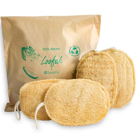 4 Pack 100% Natural Loofah Exfoliating Sponges - Organic Bath Scrubber ...