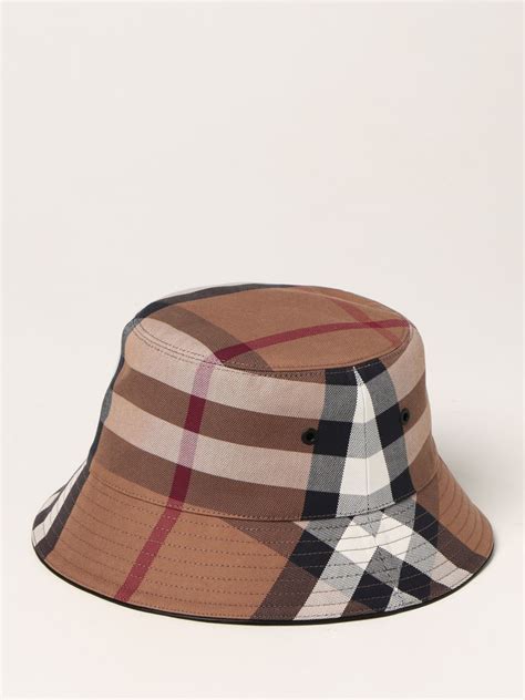 BURBERRY: tartan cotton bucket hat - Beige | Burberry hat 8041616 ...