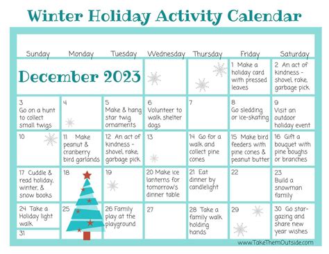 Printable December Activity Calendar 2023 (to get you and your kids ...