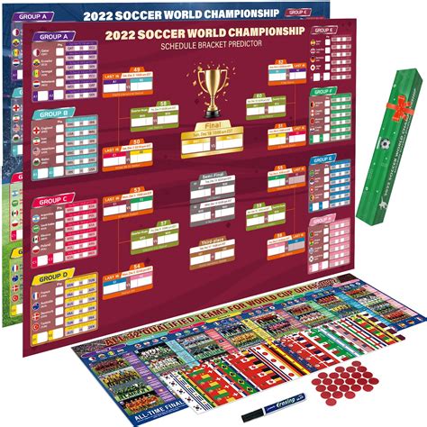 Buy Vaszu 2022 World Cup Soccer Game Wall Chart , 25" x 35" Dual Sides ...