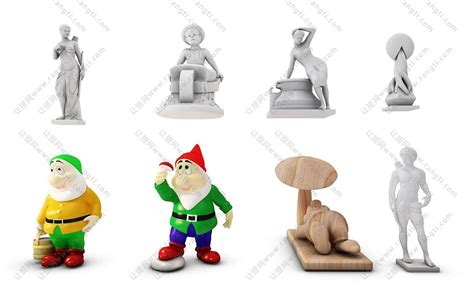 小矮人、大卫、童话人物雕塑、摆件3D模型下载_模型ID:25111-让提网