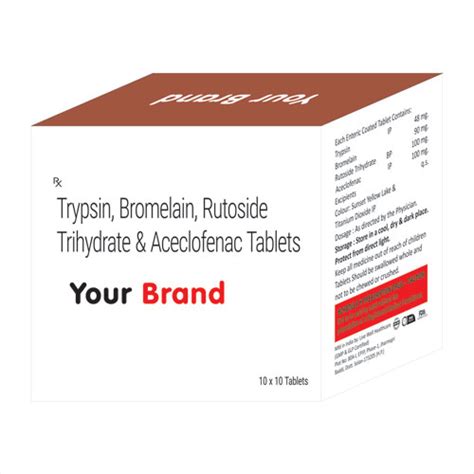 Trypsin + Bromelain + Rutoside Trihydrate + Aceclofenac Tablets Live W
