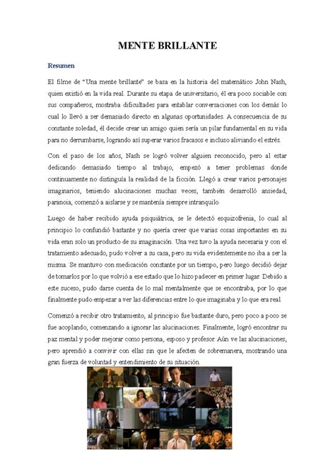 película mente brillante - MENTE BRILLANTE Resumen El filme de “Una ...