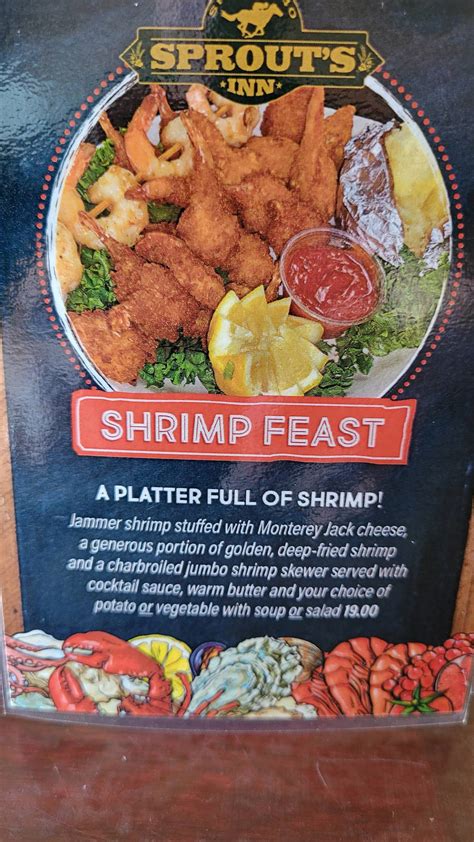 Menu at Sprout's Inn restaurant, Quincy