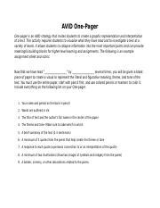 One-Pager- presentation.docx - AVID One-Pager One-pager is an AVID ...