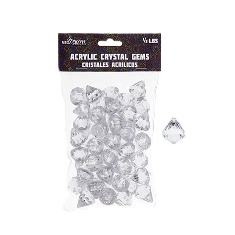 Mega Crafts 1/2 lb Acrylic Gemstones Clear, Plastic Glass Gems for Arts ...