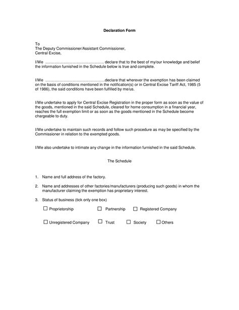 Image result for Chief Declaration Form